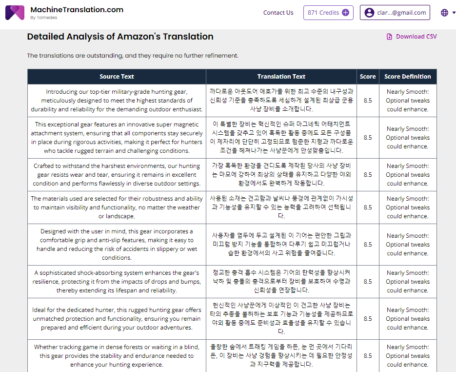 English to Korean detailed analysis=